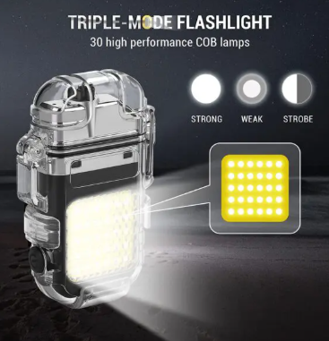 Waterproof Rechargeable Electric Lighter with Flashlight